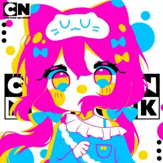 ☺️ Anime, Cartone animato, Carino, Illustrazione, Arte, Adesivo, Rosa, Ciano telegram sticker