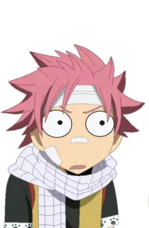 😳 Natsu Dragneel Fairy Tail アニメ, カートゥーン, ナツ・ドラグニル, フェアリーテイル, 表情, ショック, びっくり whatsapp sticker