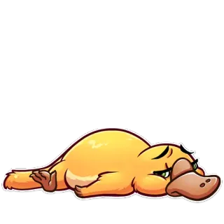 😔 platypus, sad, cartoon, animal, laying down, cute, funny, yellow telegram sticker