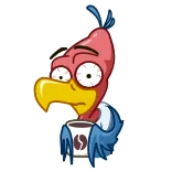 🥴 птица, мультфильм, кофе, уставший, животное, смешной telegram sticker