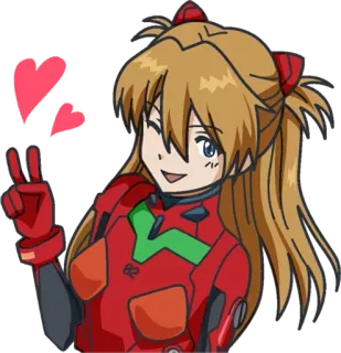 😘 Asuka Langley Soryu Neon Genesis Evangelion anime, cartoon, character, fanart, neon genesis evangelion, asuka langley soryu telegram sticker
