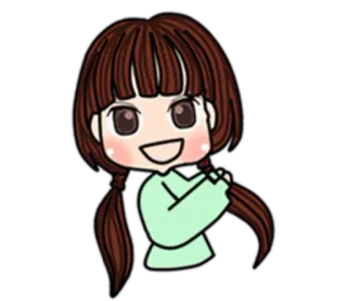 👈 desenho animado, menina, sorriso, feliz, kawaii, fofo telegram sticker