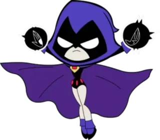 😈 Raven Teen Titans Kreskówka, Superbohater, Magia, Dziewczyna, Latanie telegram sticker