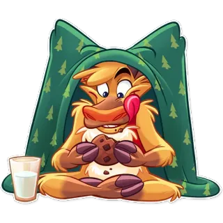 🤤 Cartoon, Tier, Keks, Milch, Süß, Illustration telegram sticker