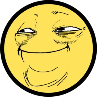 😄 Meme, suffisant, visage, Emoji, jaune, narquois, expression, Internet telegram sticker