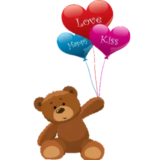 😍 Love Kiss Happy плюшевый мишка, любовь, шарики, поцелуй, счастливый, сердце telegram sticker