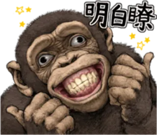 🐵 明白瞭 monyet, simpanse, kartun, hewan, senyum, bintang telegram sticker