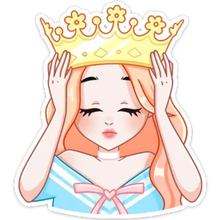 😍 корона, принцесса, девочка, блондинка, женщина, мультфильм, стикер telegram sticker