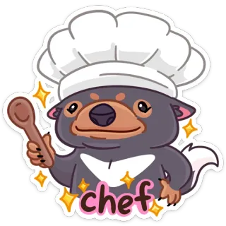 🧑‍🍳 chef koch, cartoon, tier, koch, essen, küche whatsapp sticker