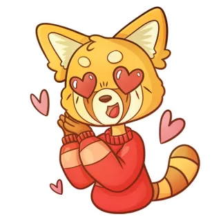 😍 แพนด้าแดง, สัตว์, ตาเป็นรูปหัวใจ, การ์ตูน, ความรัก telegram sticker