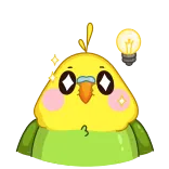 💡 bird, light bulb, cute, sparkle, yellow, green, inspiration, idea telegram sticker