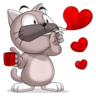 😍 猫, 漫画, ハート, 愛, バレンタインデー, 可愛い, キャンディ, ロマンス telegram sticker