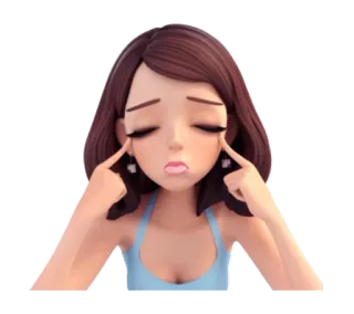 😑 mujer, dibujo animado, triste, cansada, molesta, 3D, personaje, emoción telegram sticker