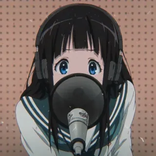 💞 ragazza anime, microfono, cuffie, uniforme scolastica, anime, musica telegram sticker