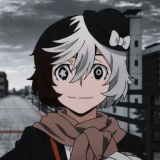 😊 Ōgai Mori Bungo Stray Dogs Anime, Manga, Charakter, Hut, Schal, lächelnd telegram sticker