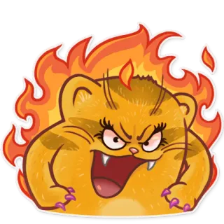😡 irritado, gato, fogo, malvado, desenho animado, adesivo telegram sticker