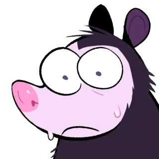 😓 opossum, cartoon, animal, cute, sticker whatsapp sticker