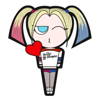 😘 Harley Quinn Daddy's Lil Monster Харли Квинн, DC Comics, наклейка, мультфильм, злодей telegram sticker
