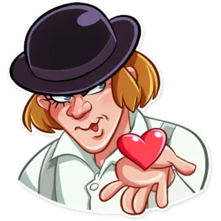 😘 Alex DeLarge A Clockwork Orange filme, coração, personagem, mecânico, laranja, alex telegram sticker