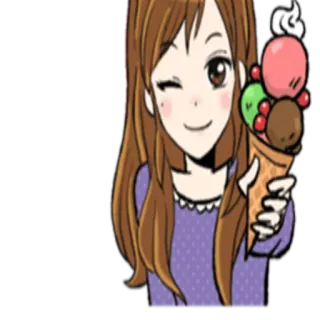 🍦 ice cream, anime, cartoon, food, girl, sweet, dessert, cone telegram sticker