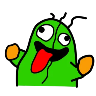 😝 Dessin animé, Drôle, Vert, Monstre, Langue, Loufoque whatsapp sticker