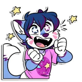 🤩 furry, cartoon, animal, character, happy telegram sticker