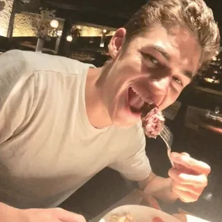 🔸 homem, comendo, comida, pessoa, retrato, jantar telegram sticker