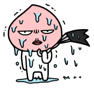 ☔ suor, pêssego, personagem, exausto, verão, fofo telegram sticker