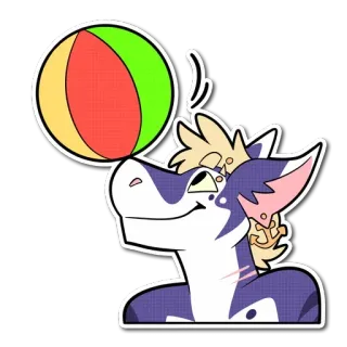 😍 Furry, Cartoon, Beachball, Tier, Sticker, Süß whatsapp sticker