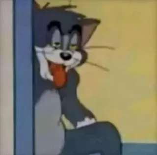 😛 Tom Tom and Jerry cartoon, cat, exhausted, funny, tired telegram sticker