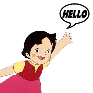 👋 Heidi HELLO cartone animato, saluto, onda, amichevole, animato, ragazza telegram sticker