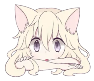 🤔 garota gato, anime, mangá, fofo, kawaii, desenho animado, personagem fictício telegram sticker