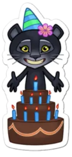 💢 binatang, kartun, kue, ulang tahun, pesta, perayaan telegram sticker