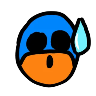 😍 шок, тревога, эмоция, мультфильм, пот, синий, оранжевый, персонаж telegram sticker