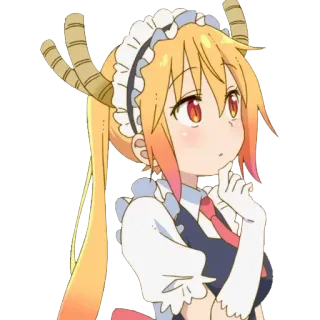 🤔 Tohru Miss Kobayashi's Dragon Maid Anime, Maid, Naga, Kartun, Lucu, Kawaii, Fantasi telegram sticker