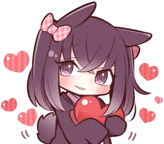 🖤 Anime Mädchen, Cartoon, Herz, Kawaii, Süß, Chibi, Manga, Liebe telegram sticker