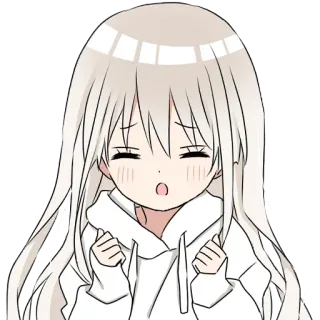 😤 gadis anime, imut, kawaii, manga, rambut putih, hoodie telegram sticker