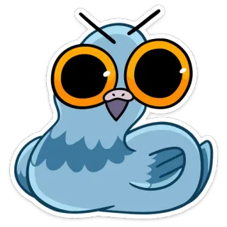 😳 นก, การ์ตูน, สติกเกอร์, โกรธ, สีน้ำเงิน, นกพิราบ, สัตว์ telegram sticker