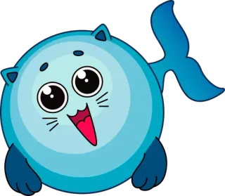 😃 Katze, Wal, Cartoon, Sticker, Süß, Tier telegram sticker