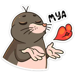 😘 MYA モグラ, 動物, 漫画, ハート, 可愛い, 愛, キス telegram sticker