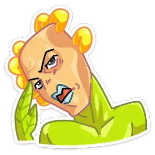 😒 sticker, dibujos animados, personaje, planta, expresión, humor whatsapp sticker