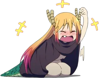 😂 Tohru Miss Kobayashi's Dragon Maid Аниме, Дракон, Плачущий, Каваий, Мультфильм telegram sticker