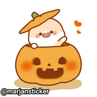 ❤️ @marjansticker наклейка, тыква, милый, мультик, хэллоуин, оранжевый telegram sticker