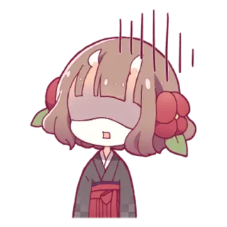 🤔 Anime, Chibi, Dziewczyna, Kimono, Kawaii, Nerwowy/a telegram sticker