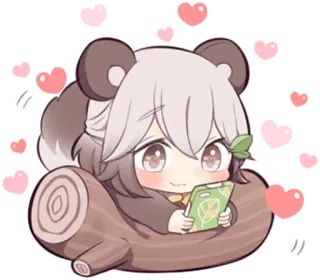 😍 anime, panda, cute, kawaii, chibi, hearts telegram sticker
