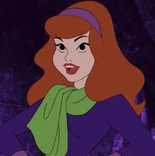 🐶 Daphne Blake Scooby-Doo cartoon, mystery, teenager, scarf, red hair telegram sticker