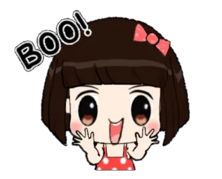 🤗 BOO! Cartoon, Mädchen, Gruselig, Buh, Halloween, Niedlich, Punkte telegram sticker