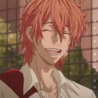 ⛓ anime, cartoon, happy, smile, red hair, boy telegram sticker