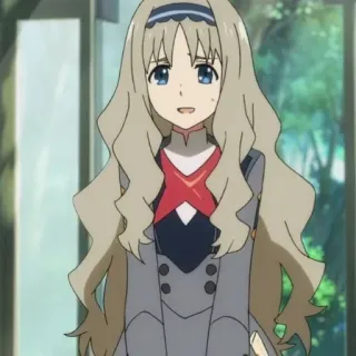 🍤 Kokoro Darling in the Franxx 动漫, 女孩, 金发, 可爱, 角色, Darling in the Franxx telegram sticker