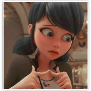 😕 Marinette Dupain-Cheng Miraculous: Tales of Ladybug & Cat Noir 마리네뜨, 미라큘러스, 레이디버그, 애니메이션, 만화, 소녀 whatsapp sticker